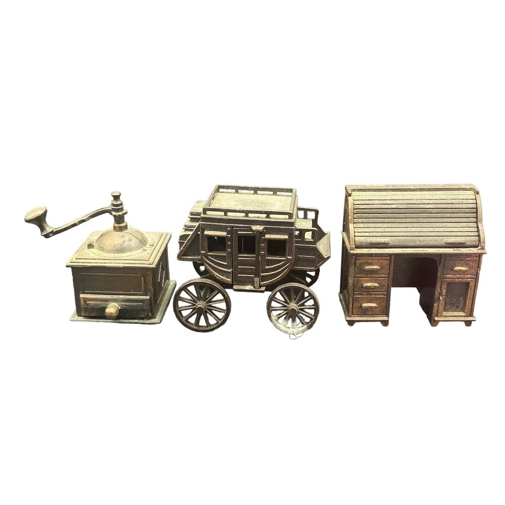 vtg Die Cast Pencil Sharpner & Durham Industries Miniature Desk & coffee grinder